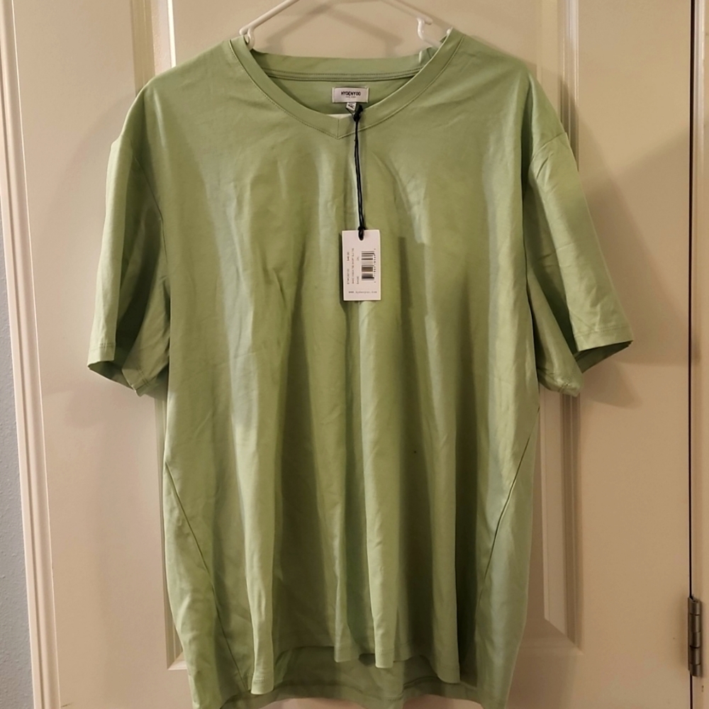 Men's Hydenyoo 2XL sage green basic V-neck shirt